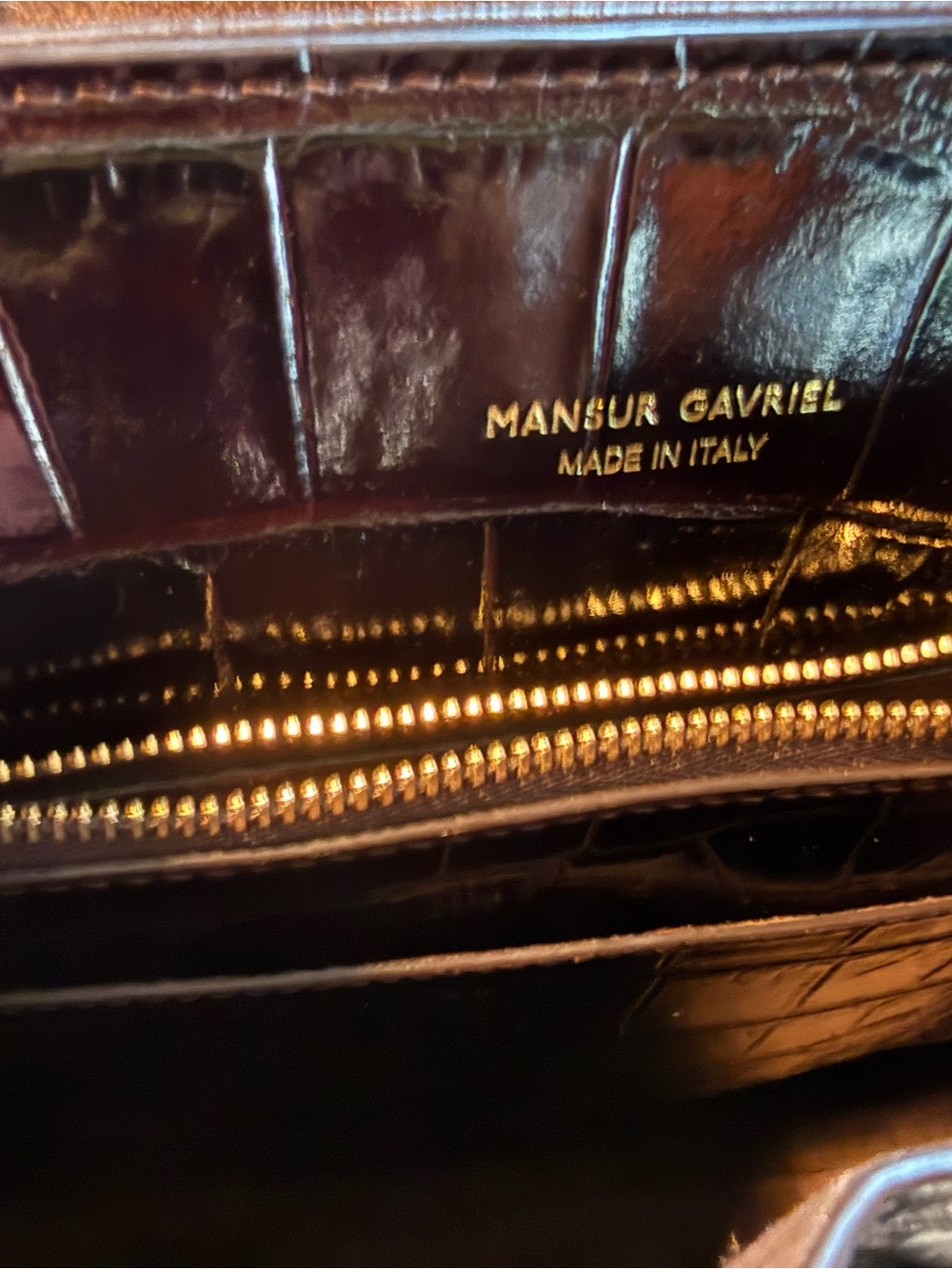 Mansur Gavriel Black Croc-Embossed Ladybag NWOT - Picture 3 of 6